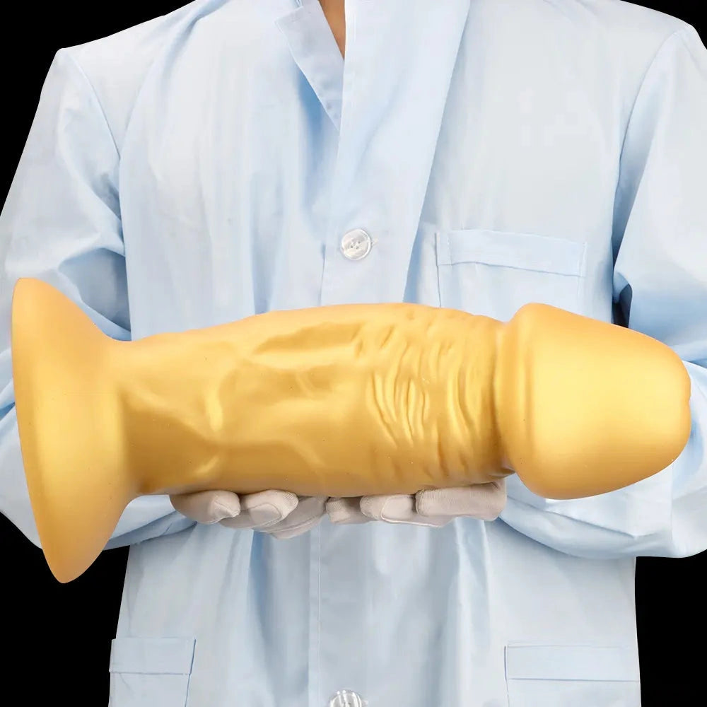 13.38in Super Long Big Silicone Soft Gold Dildo With Suction Cup