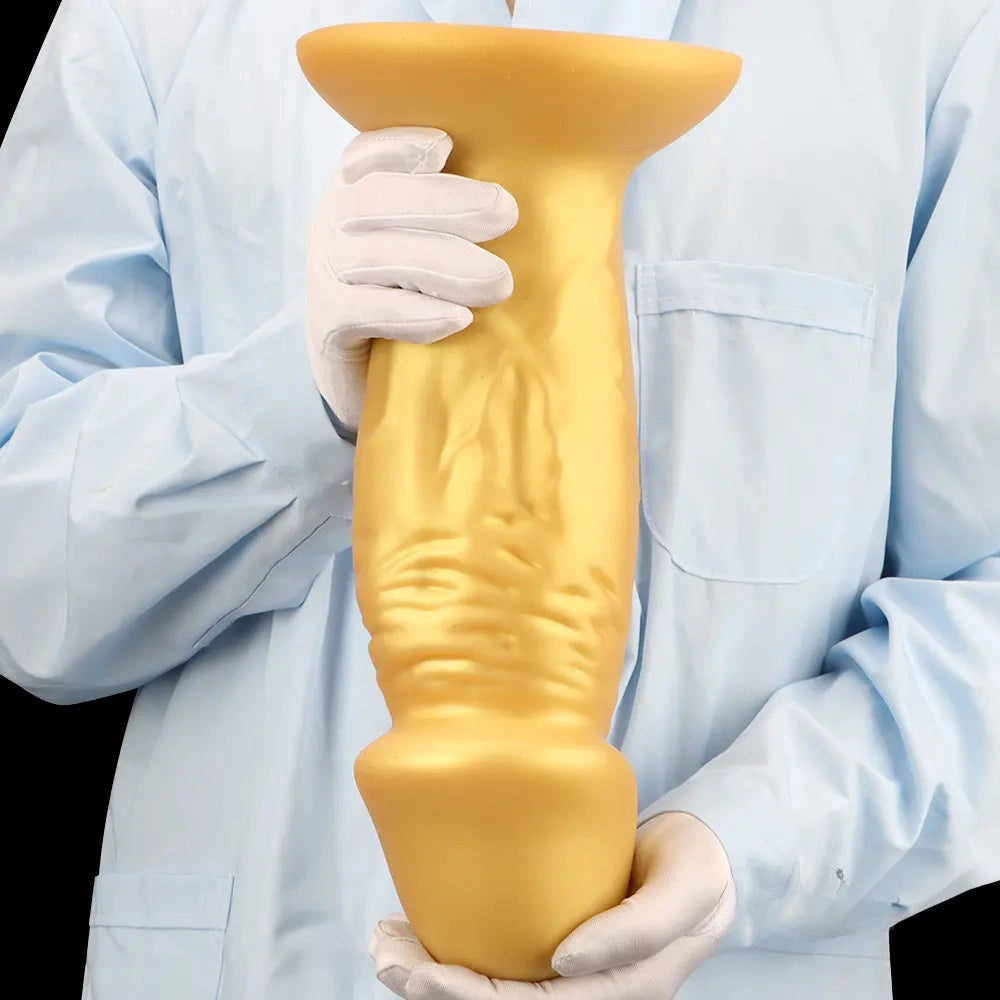 13.38in Super Long Big Silicone Soft Gold Dildo With Suction Cup