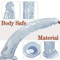 13.4in Lifelike Large Long Jelly Dildo With Balls-Free Small Glans