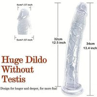 13.4in Lifelike Large Long Jelly Dildo With Balls-Free Small Glans