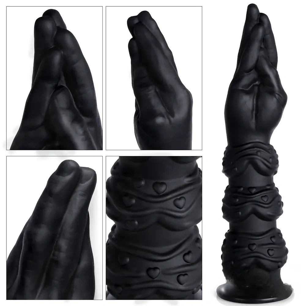 13.58in Fantasy Big Long Black Fist Hand Silicone Soft Female Dildo