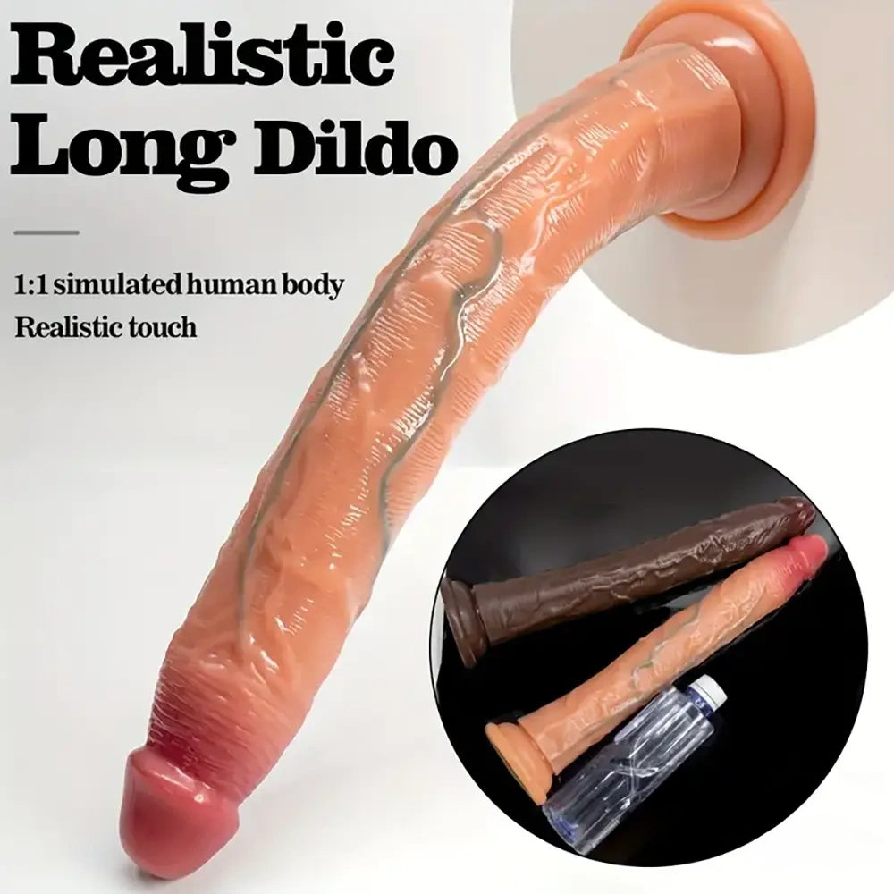 13.58in Realistic Large Long Silicone Soft Anal Dildo For Male Female