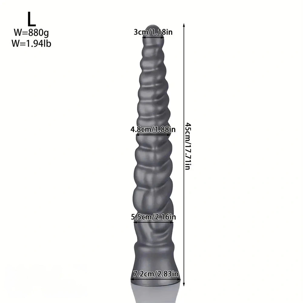 13.77in 15.74in 17.71in 19.68in Long Screw Anal Whip Huge BDSM Soft Dildo