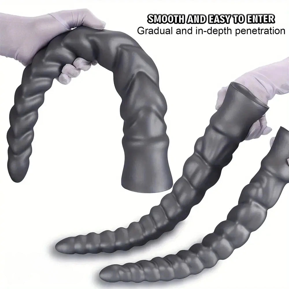 13.77in 15.74in 17.71in 19.68in Long Screw Anal Whip Huge BDSM Soft Dildo