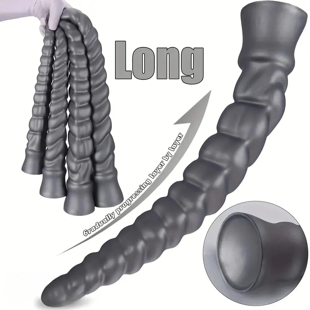13.77in 15.74in 17.71in 19.68in Long Screw Anal Whip Huge BDSM Soft Dildo