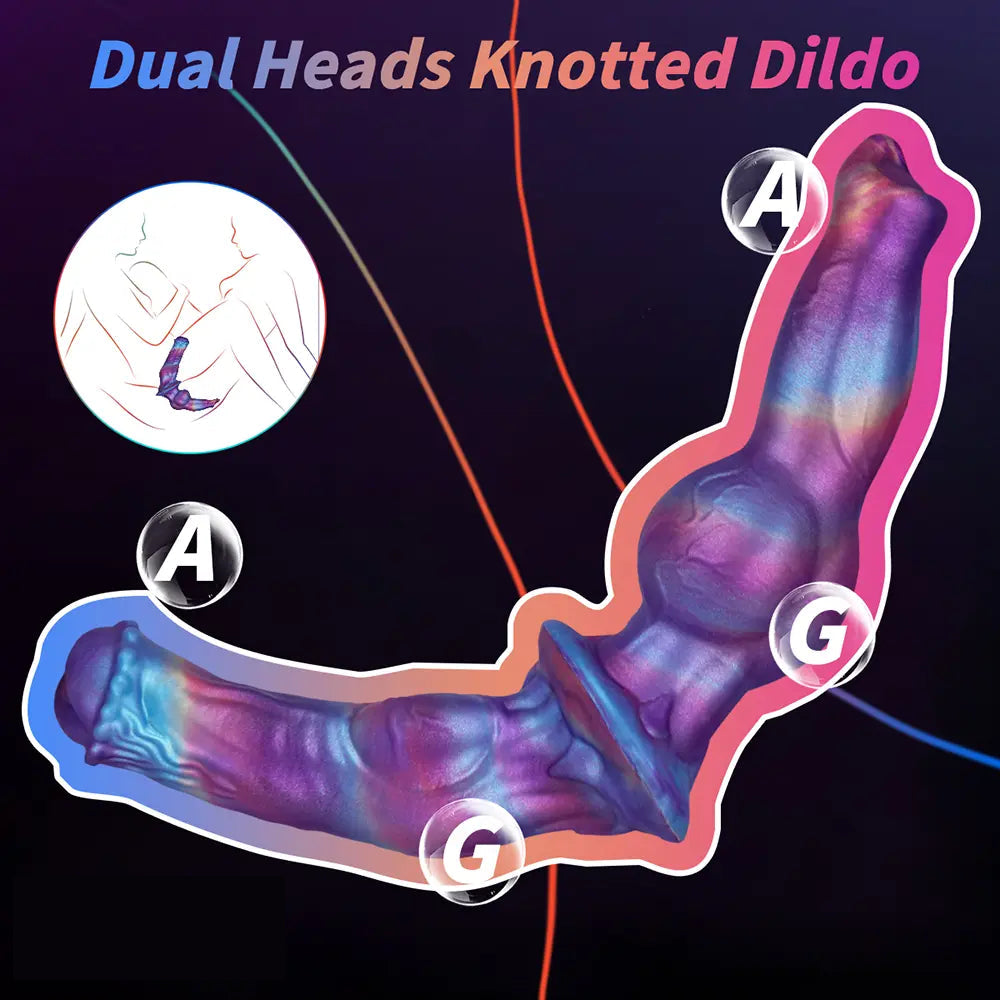 13.77in Dual Sided Horse Dog Knot Silicone Dildo G Spot Stimulator Toy