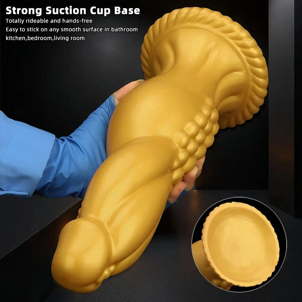 13.78in Golden Soft Silicone Big Fantasy Highquality Material Dildo