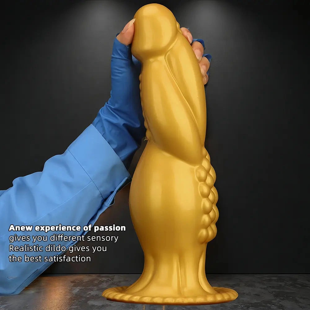 13.78in Golden Soft Silicone Big Fantasy Highquality Material Dildo