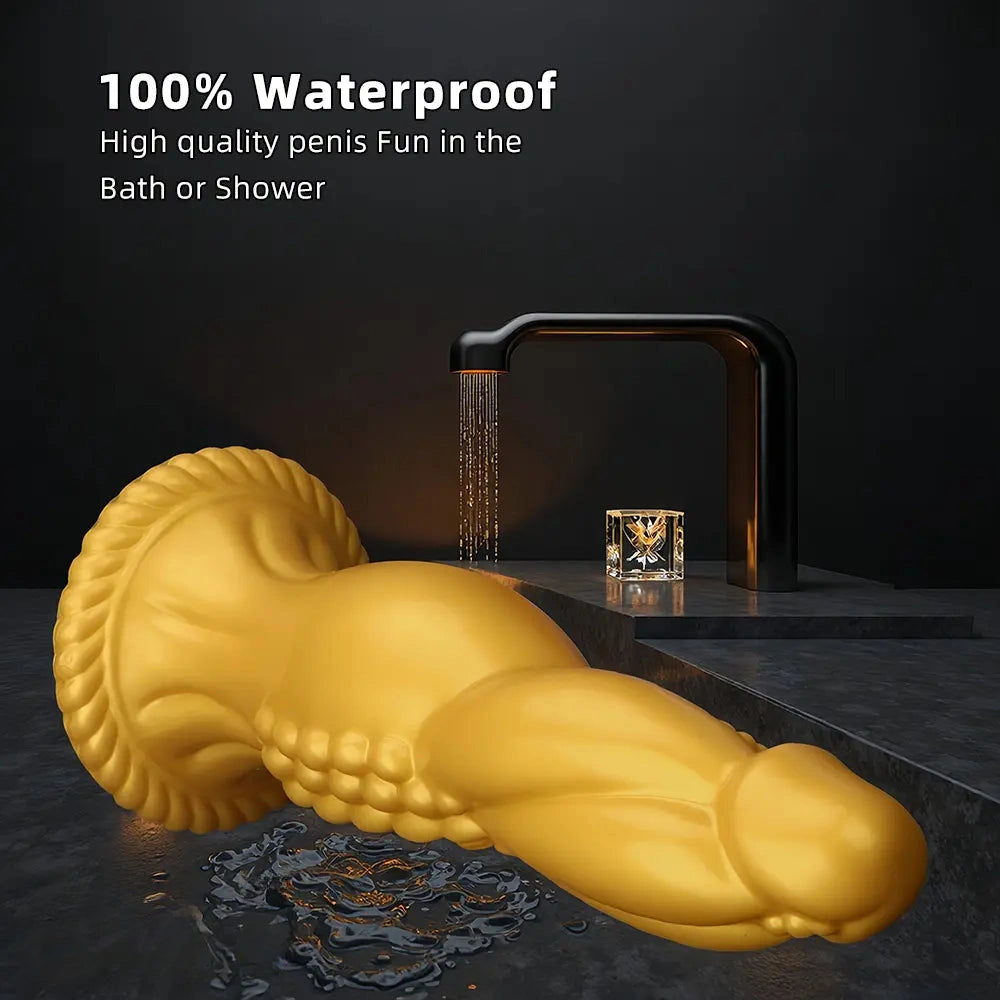 13.78in Golden Soft Silicone Big Fantasy Highquality Material Dildo