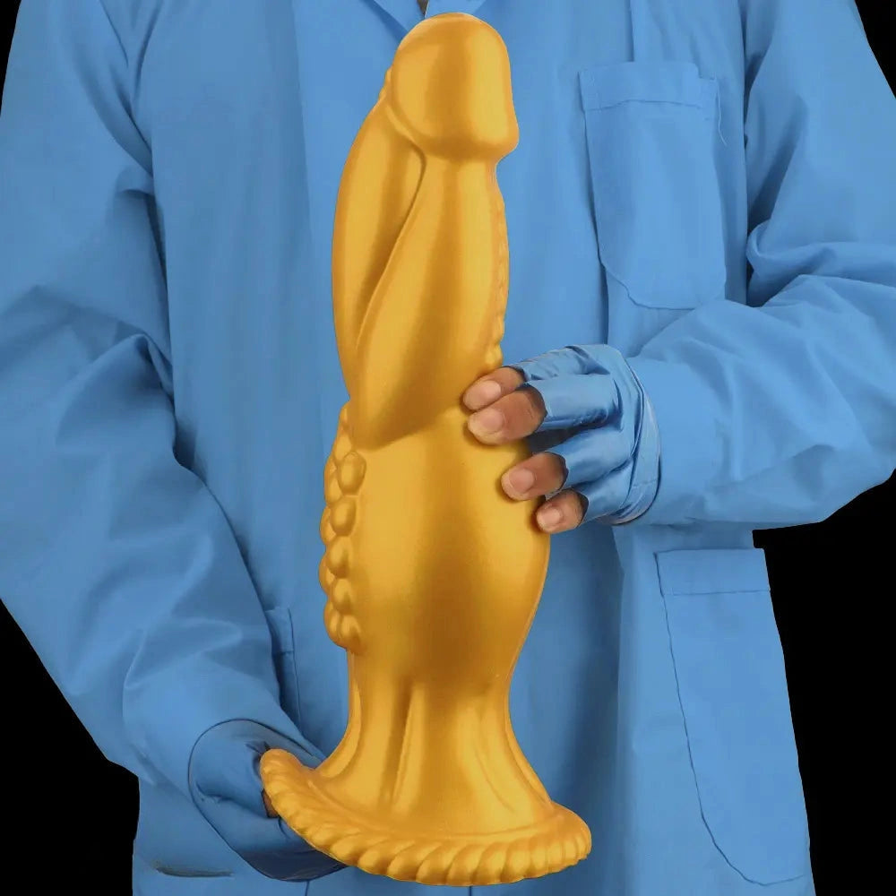 13.78in Golden Soft Silicone Big Fantasy Highquality Material Dildo