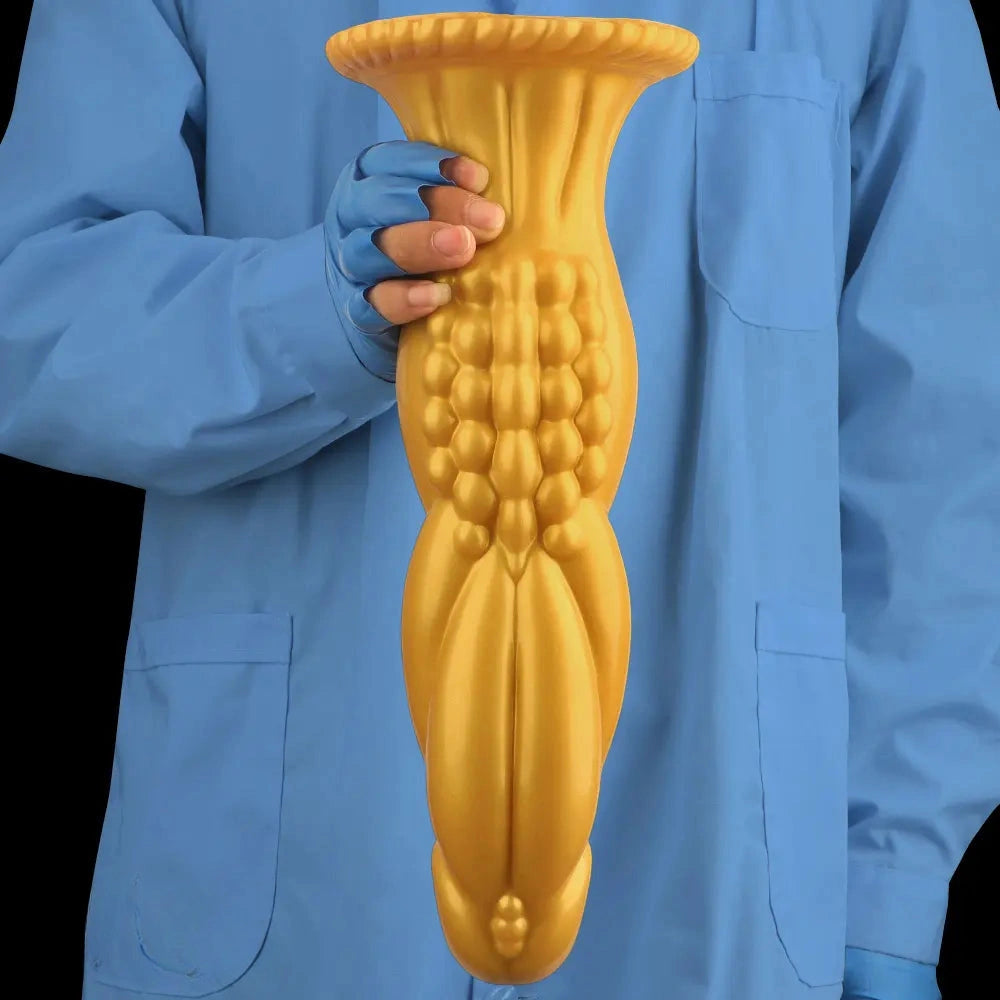 13.78in Golden Soft Silicone Big Fantasy Highquality Material Dildo