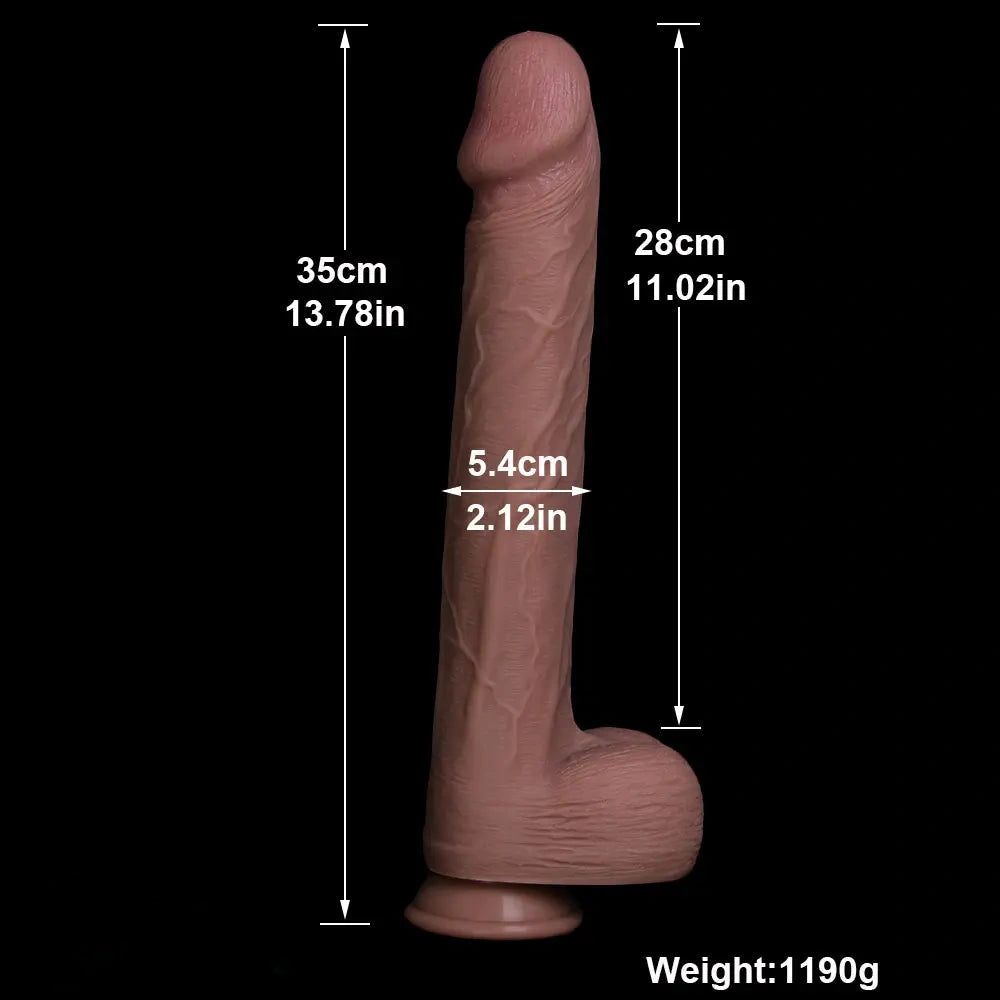 13.78in Super Realistic Skin Silicone Soft Female Male Long Huge Dildo