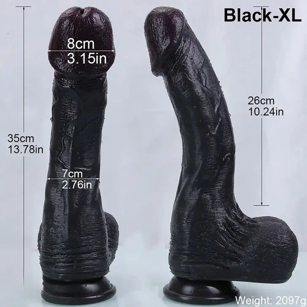 13.78in Ultra-Realistic Silicone Soft Big Huge Dildo With 3.15" Glans