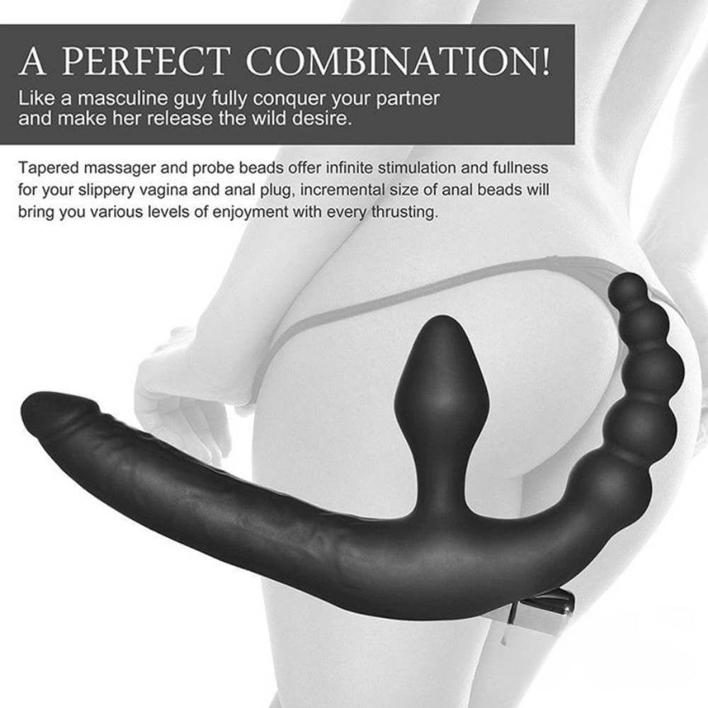 13.8in Triple Dildo With Butt Plugs Sex Toy For Vagina Anus Sex