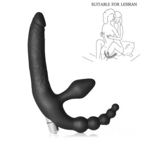 13.8in Triple Dildo With Butt Plugs Sex Toy For Vagina Anus Sex