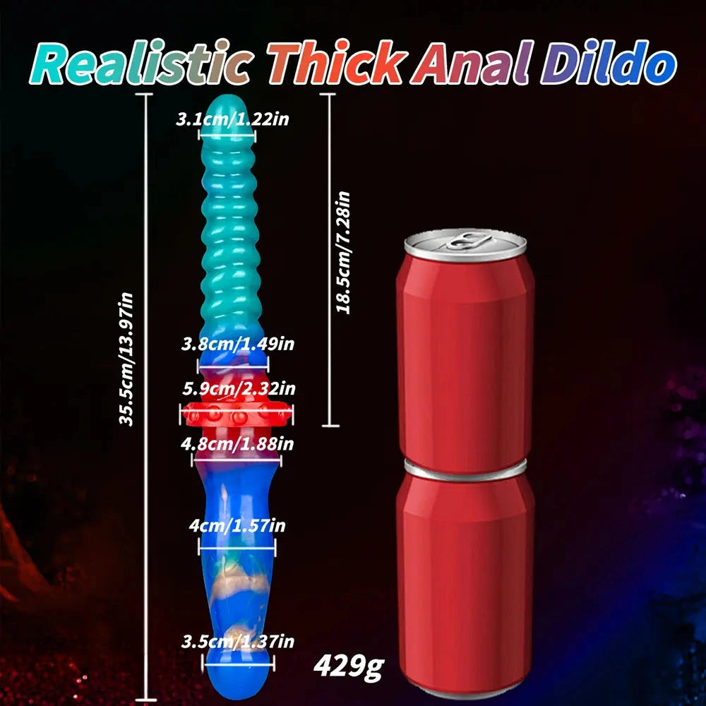 13.97in Dual Heads Silicone Big Long Knot Dildo Pleasure Enhancer