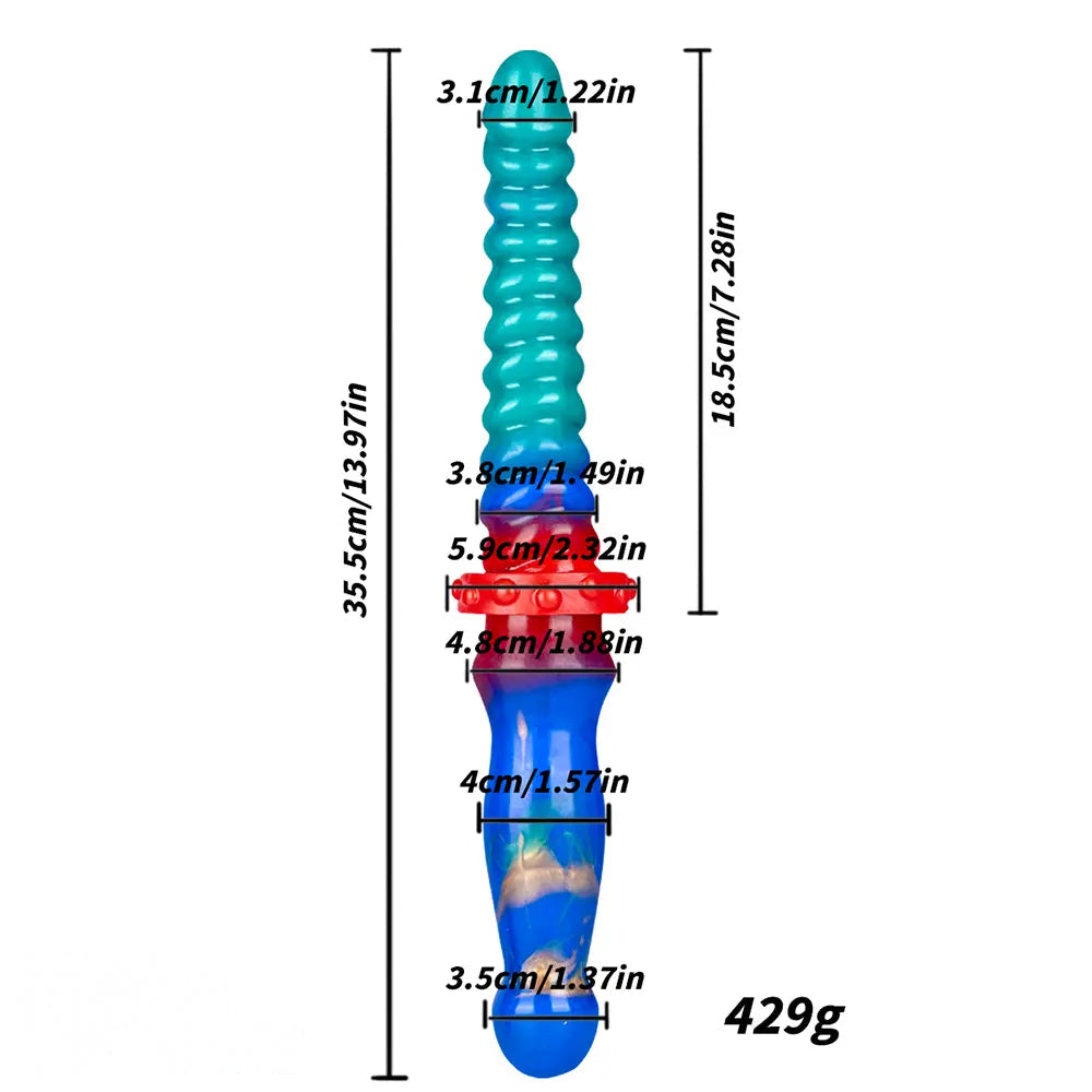 13.97in Dual Heads Silicone Big Long Knot Dildo Pleasure Enhancer