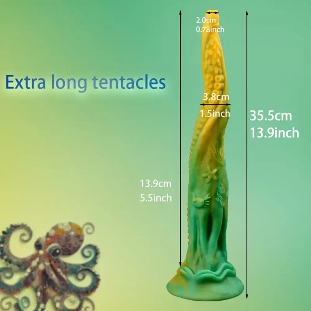 13.9in Simulated Realistic Long Octopus Alien Soft Suction Cup Dildo