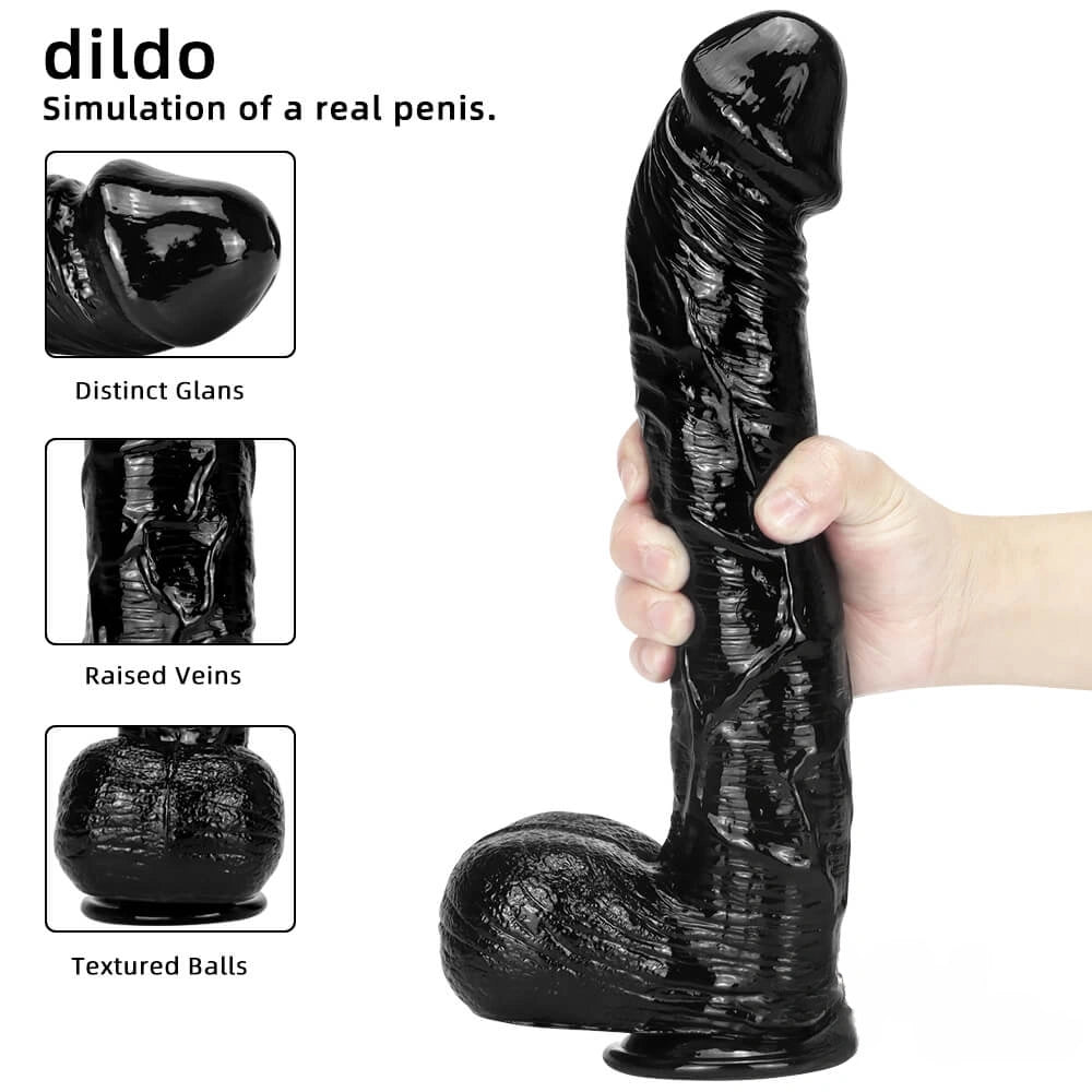 13in 10.23in Smoothly Curved Big Black Dildo Sex Toy For Adults