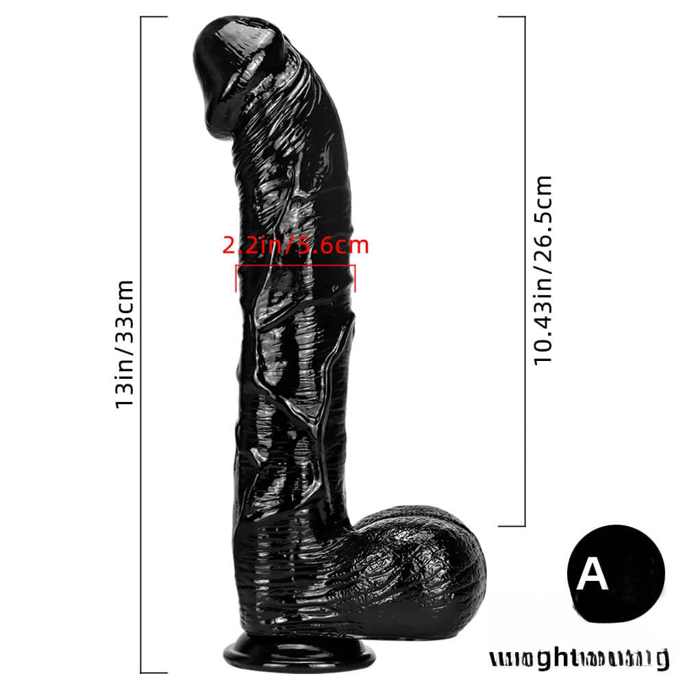 13in 10.23in Smoothly Curved Big Black Dildo Sex Toy For Adults