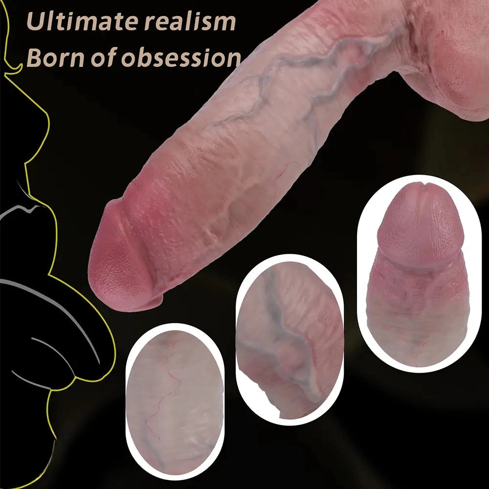 13in Dual Layer Silicone Long Huge Real Dildo For Anal Play Vagina G-spot