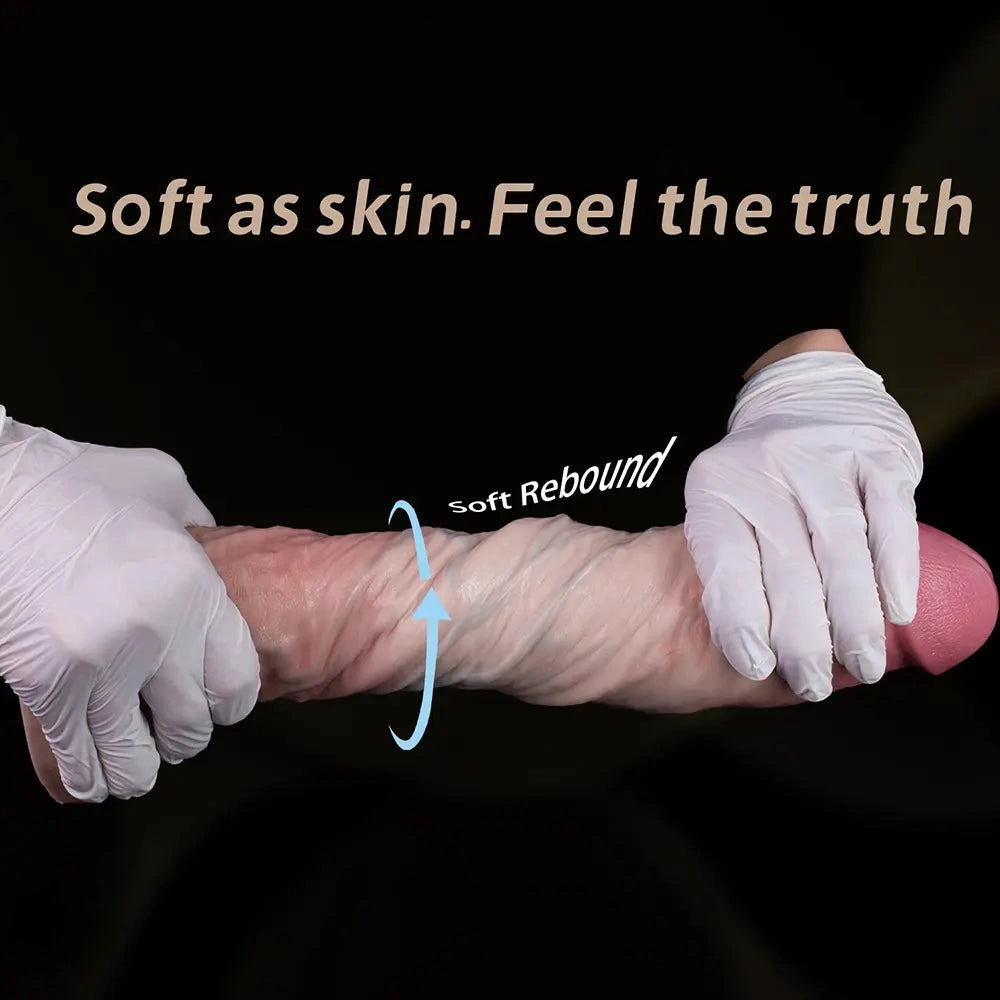 13in Dual Layer Silicone Long Huge Real Dildo For Anal Play Vagina G-spot