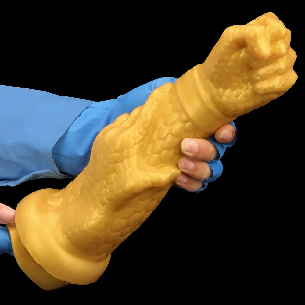 13in Golden Silicone Fist Large Prosthetic Arm Hand Dildo For Fist Play