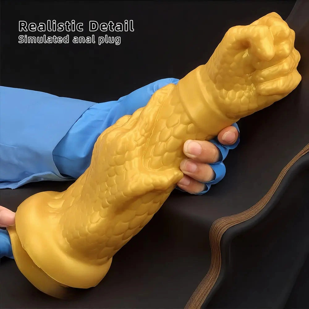 13in Golden Silicone Fist Large Prosthetic Arm Hand Dildo For Fist Play