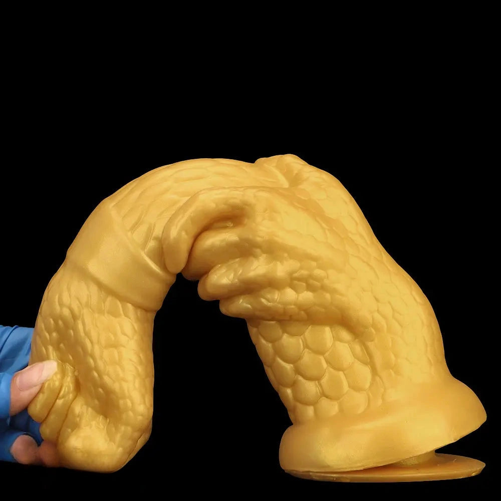13in Golden Silicone Fist Large Prosthetic Arm Hand Dildo For Fist Play