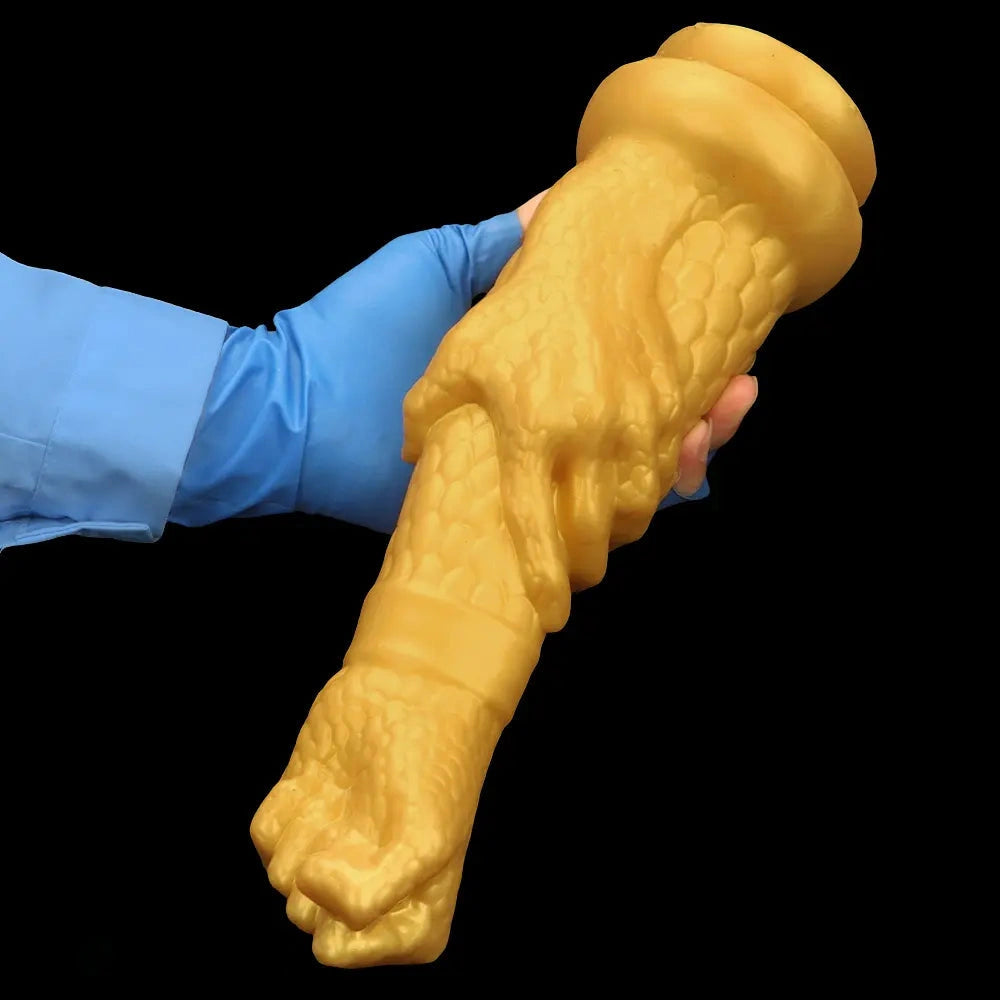 13in Golden Silicone Fist Large Prosthetic Arm Hand Dildo For Fist Play