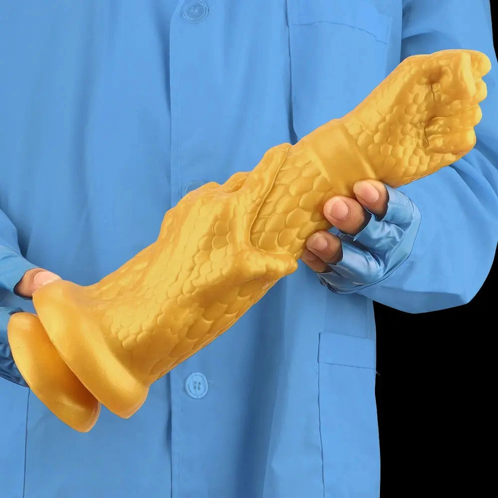 13in Golden Silicone Fist Large Prosthetic Arm Hand Dildo For Fist Play