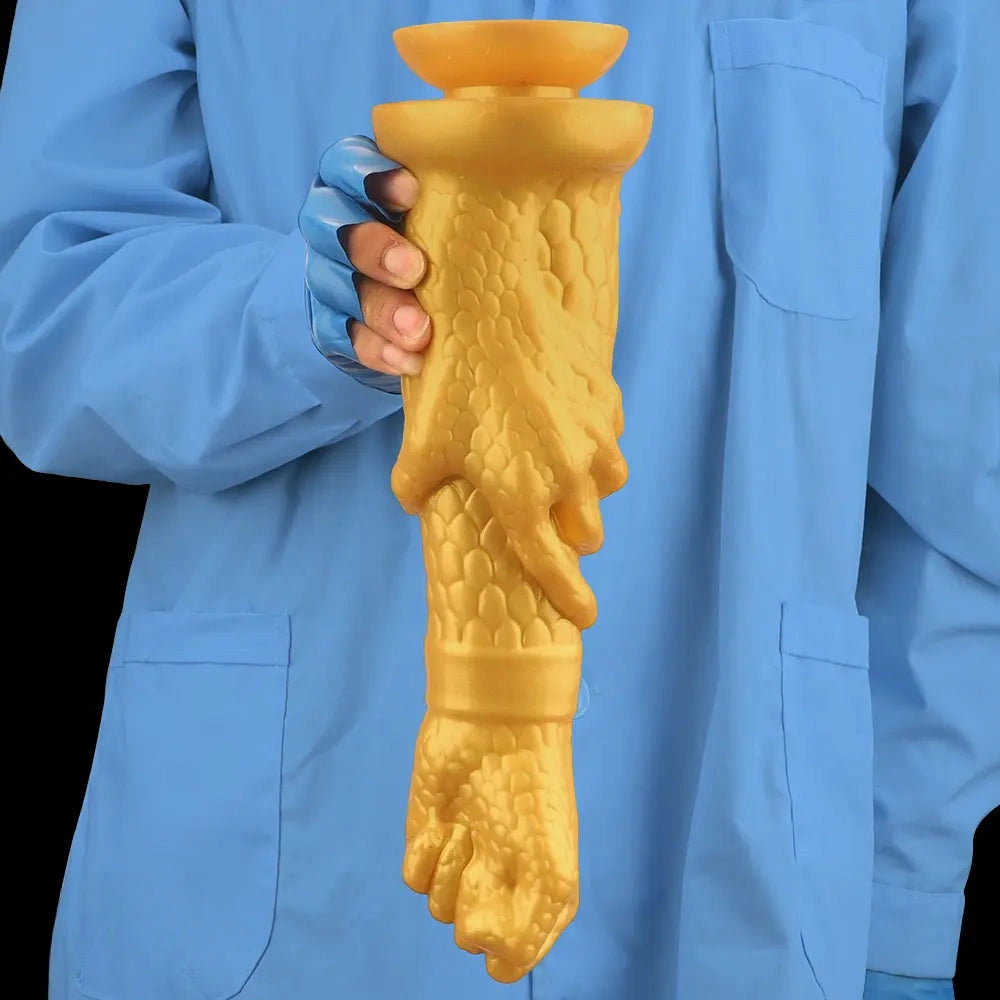 13in Golden Silicone Fist Large Prosthetic Arm Hand Dildo For Fist Play