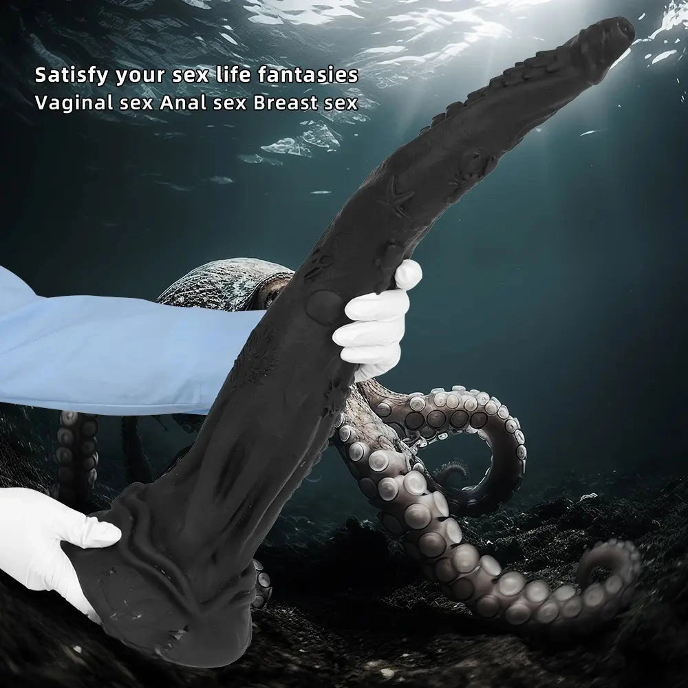 14.17in 19.3in 23.62in Long Huge Black Octopus Tentacle Silicone Soft Dildo