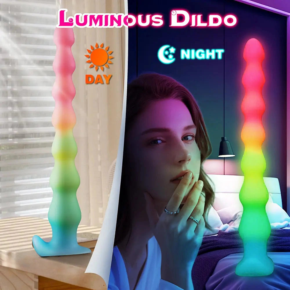 14.17in Long Beads Silicone Soft Luminous Dildo Adult Pleasure Sex Toy