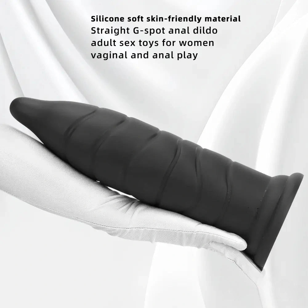 14.37in Fantasy Long Big Silicone Soft Black Dildo Butt Plug For Sex