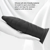 14.37in Fantasy Long Big Silicone Soft Black Dildo Butt Plug For Sex