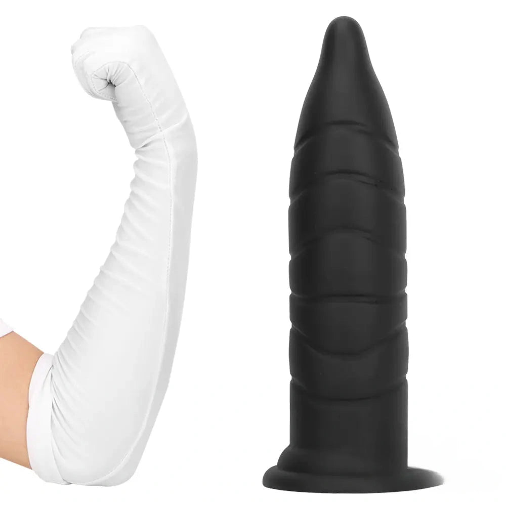 14.37in Fantasy Long Big Silicone Soft Black Dildo Butt Plug For Sex