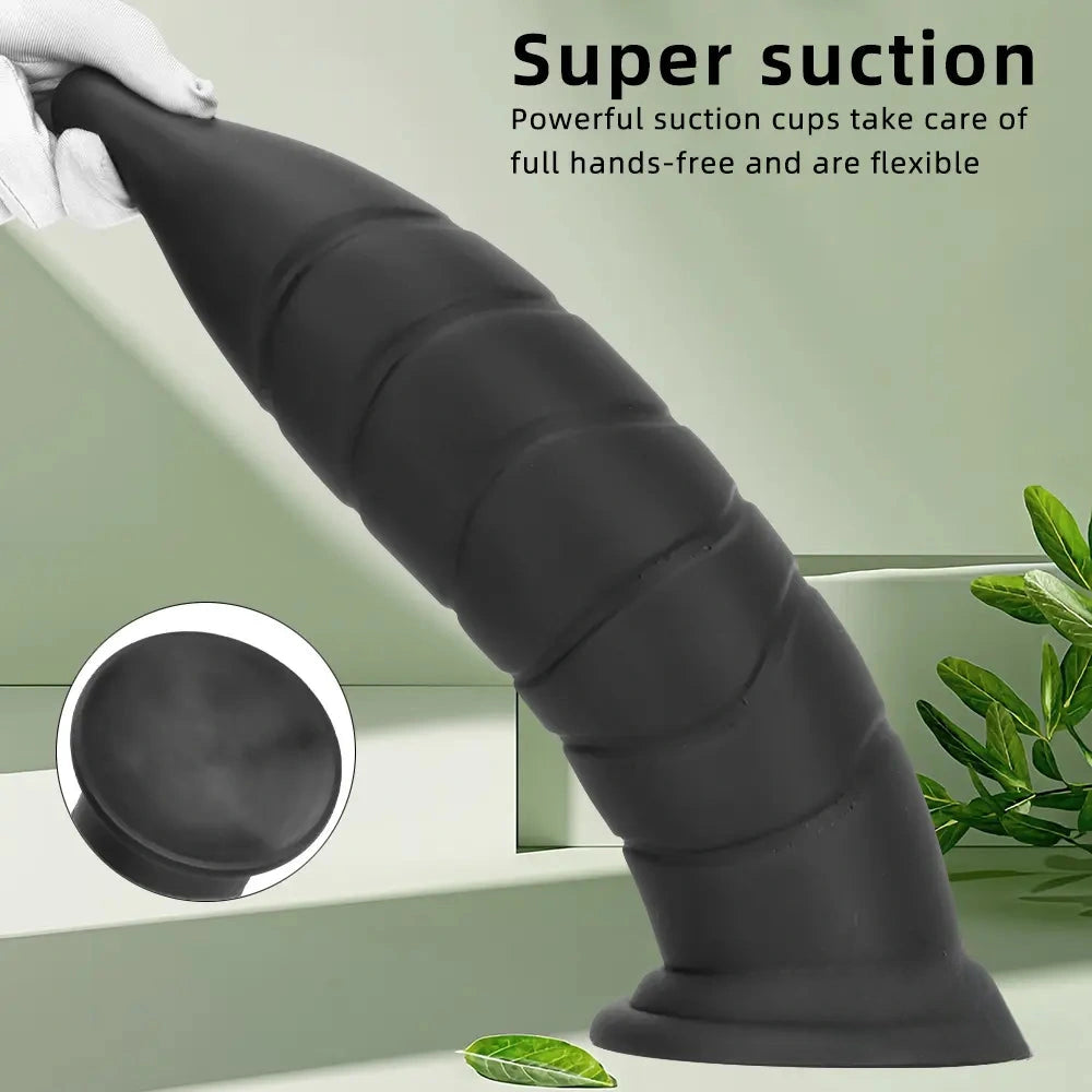 14.37in Fantasy Long Big Silicone Soft Black Dildo Butt Plug For Sex