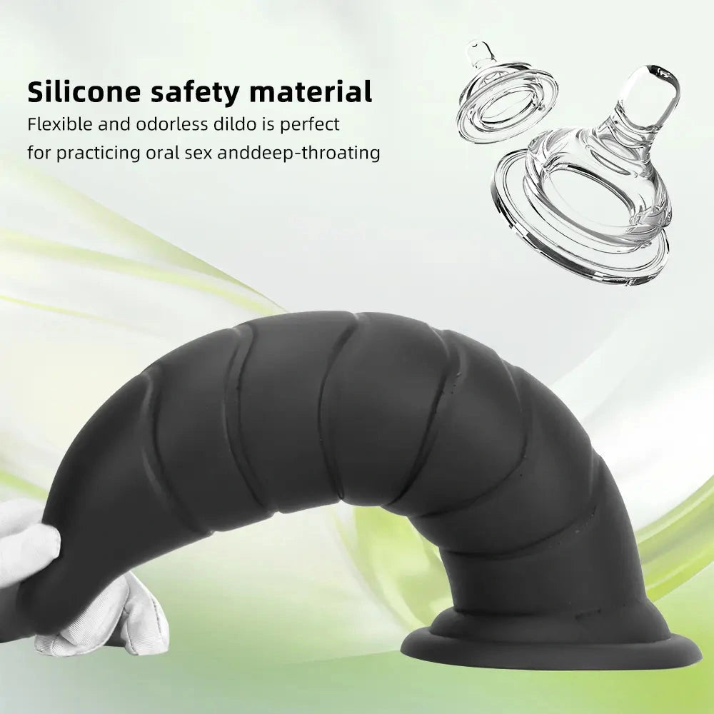 14.37in Fantasy Long Big Silicone Soft Black Dildo Butt Plug For Sex