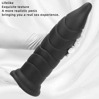 14.37in Fantasy Long Big Silicone Soft Black Dildo Butt Plug For Sex