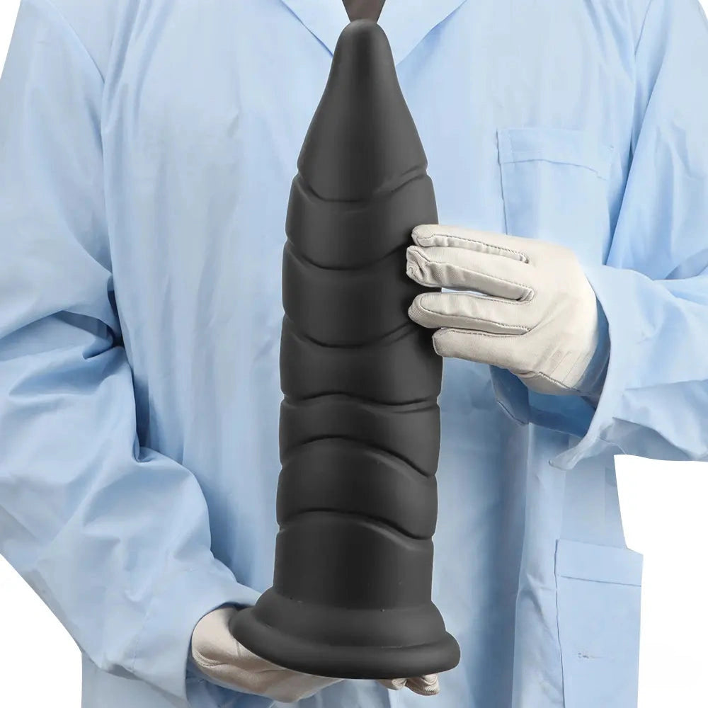 14.37in Fantasy Long Big Silicone Soft Black Dildo Butt Plug For Sex