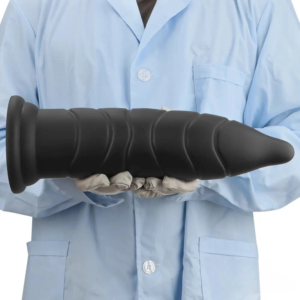14.37in Fantasy Long Big Silicone Soft Black Dildo Butt Plug For Sex
