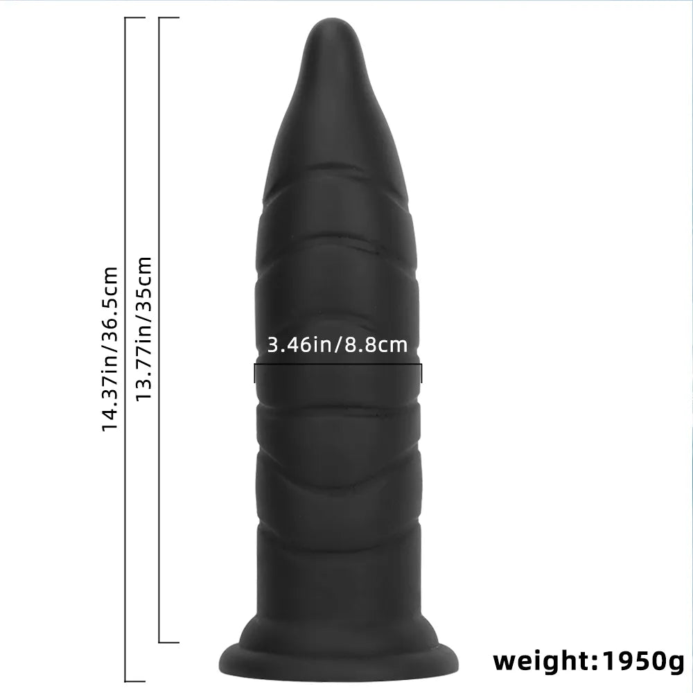 14.37in Fantasy Long Big Silicone Soft Black Dildo Butt Plug For Sex