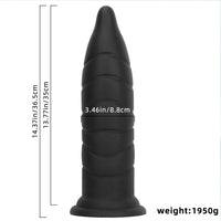 14.37in Fantasy Long Big Silicone Soft Black Dildo Butt Plug For Sex