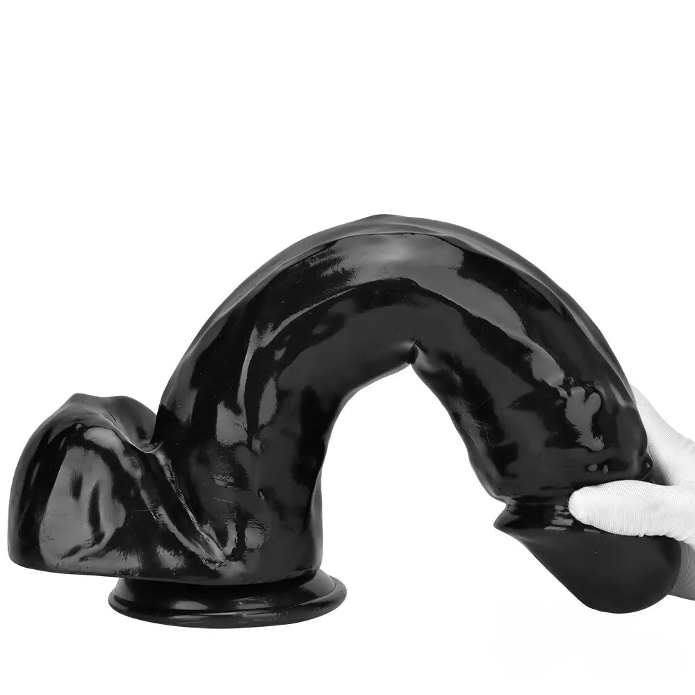 14.37in Large Thick Black Dildo For Anal Vaginal Expansion With Sucker