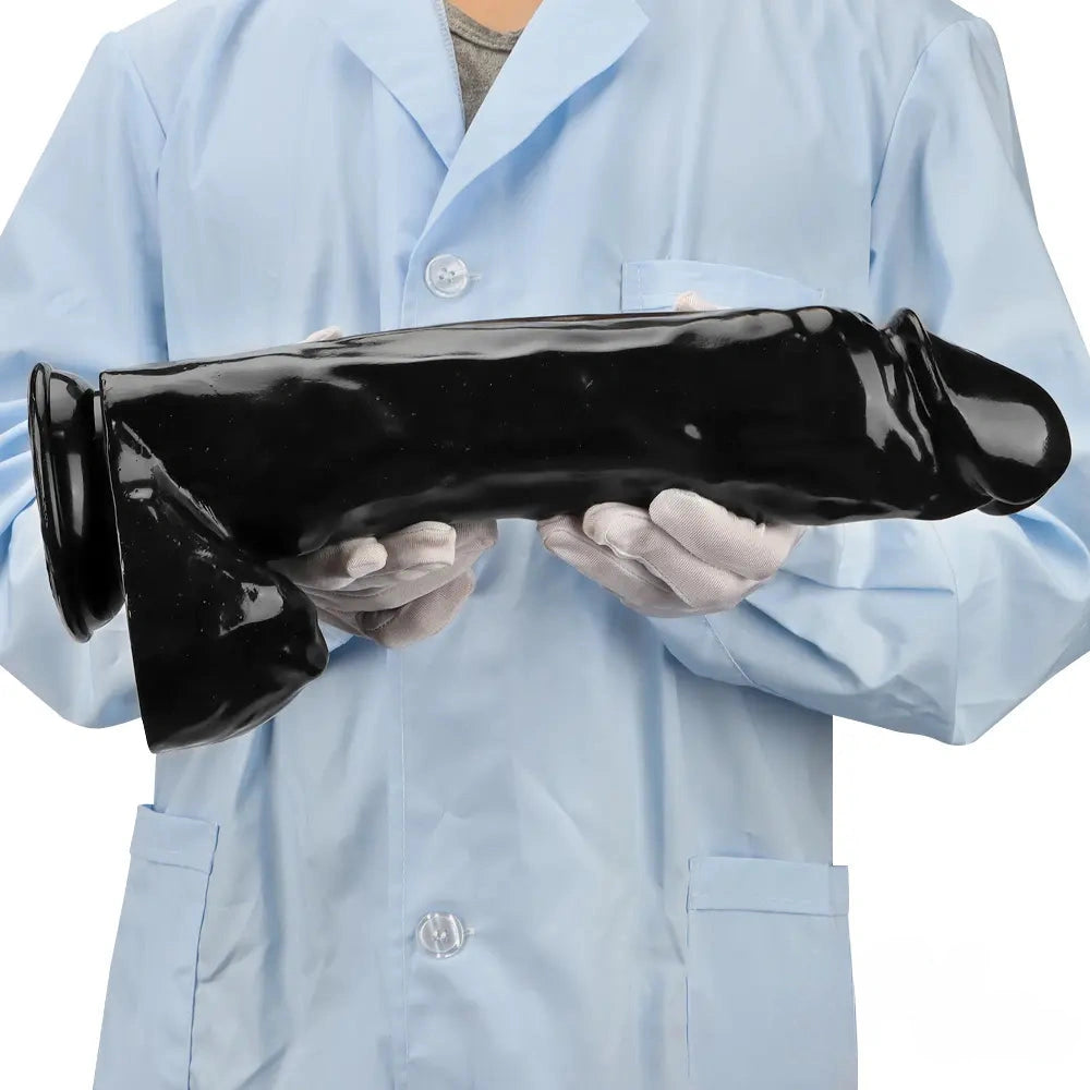 14.37in Large Thick Black Dildo For Anal Vaginal Expansion With Sucker