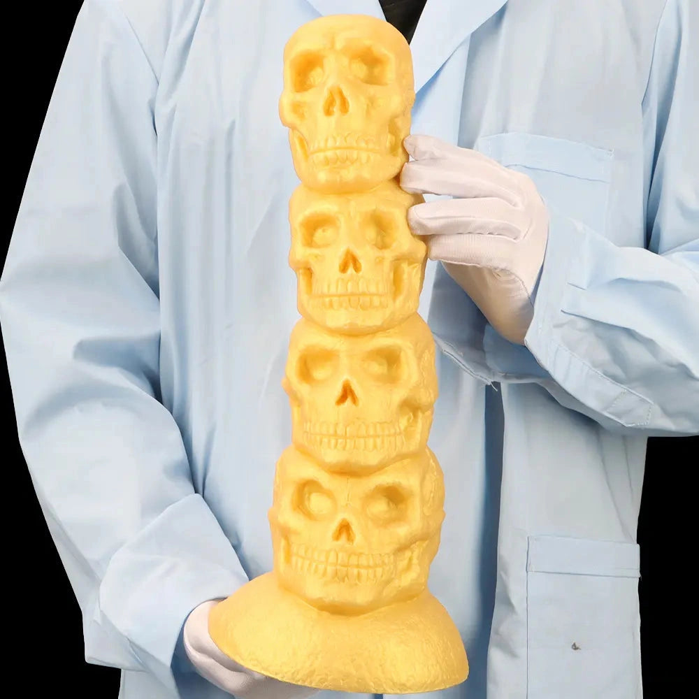 14.37in Premium Large Soft Long Fantasy Silicone Scary Skull Dildo
