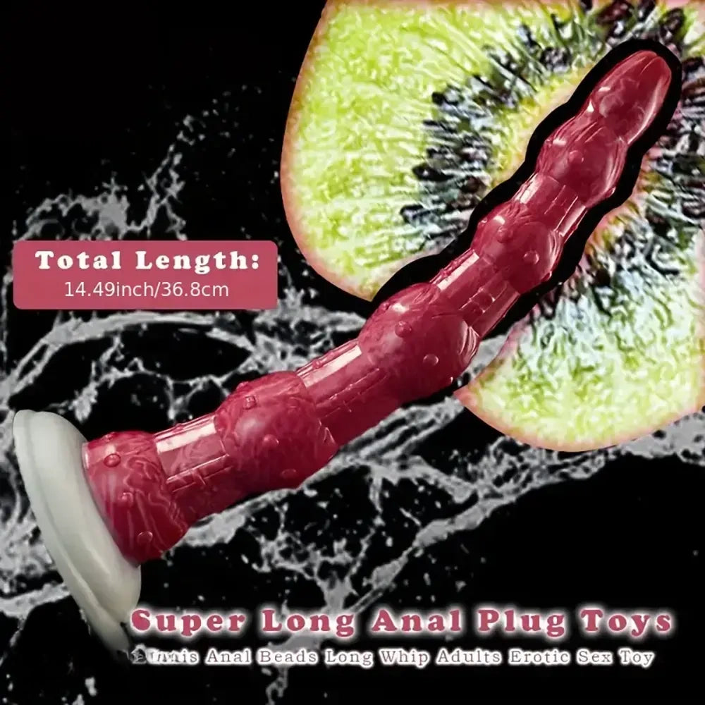 14.49in Super Long Huge Butt Plug Silicone Soft Beads Dildo For G-Spot