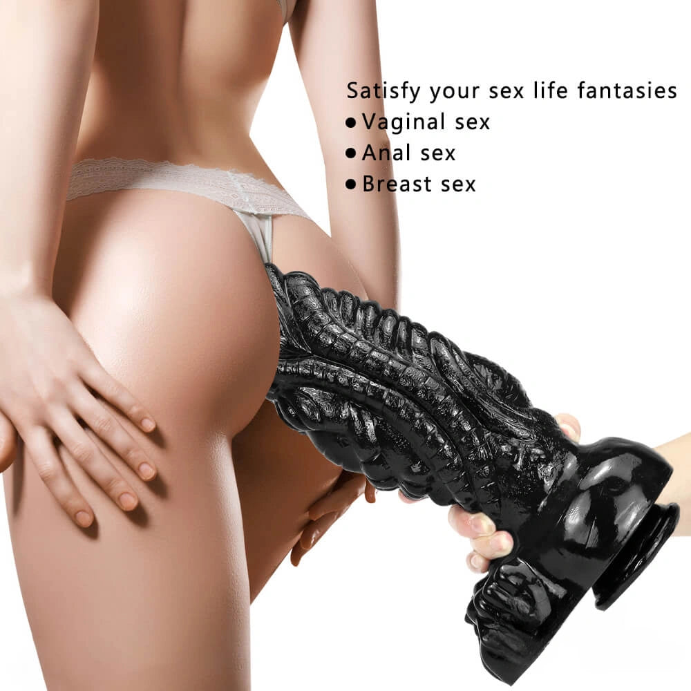 14.56in Fantasy Big Thick Black Dildo For Vaginal Anal Sex Toy