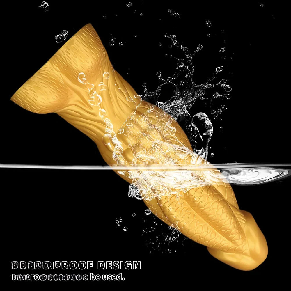 14.56in Gold Silicone Dragon Soft Big Long Realistic Design Thick Dildo